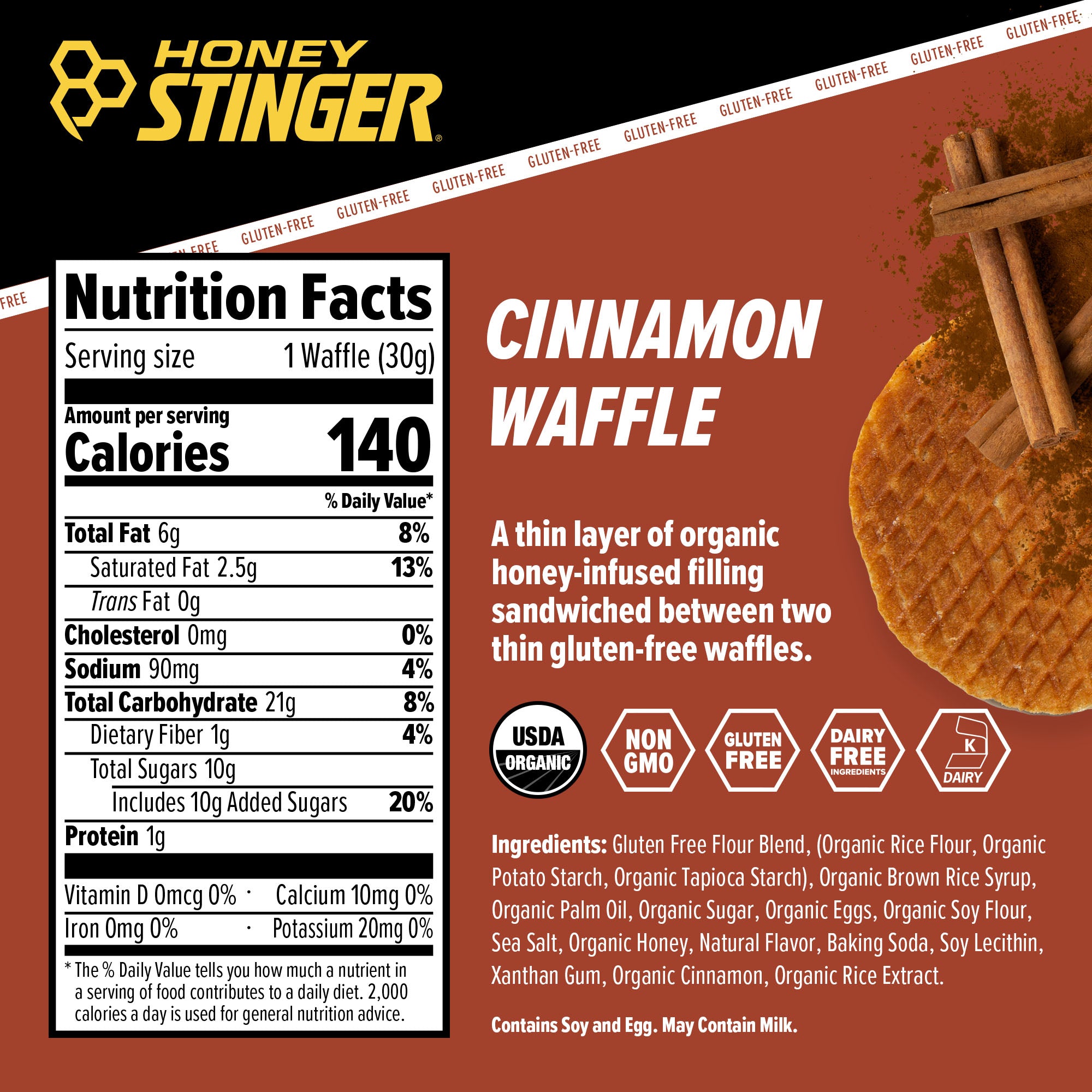 Cinnamon Gluten-Free Waffle Box of 16